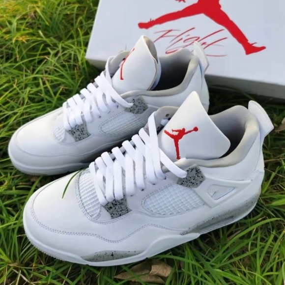 Jordan Other - Air Jordan 4 Retro White Oreo 2021 -Men's Sneakers with Red Jumpman Accents